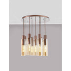 NL91679 Tokyo  Slim 9 Light Round Pendant Mocha Polished Chrome