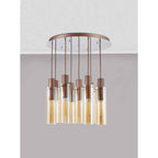 NL91679 Tokyo  Slim 9 Light Round Pendant Mocha Polished Chrome