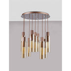 NL91679 Tokyo  Slim 9 Light Round Pendant Mocha Polished Chrome