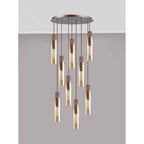 NL91679 Tokyo  Slim 9 Light Round Pendant Mocha Polished Chrome