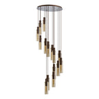 NL91689 Tokyo Slim 15 Light Round Pendant Mocha Polished Chrome