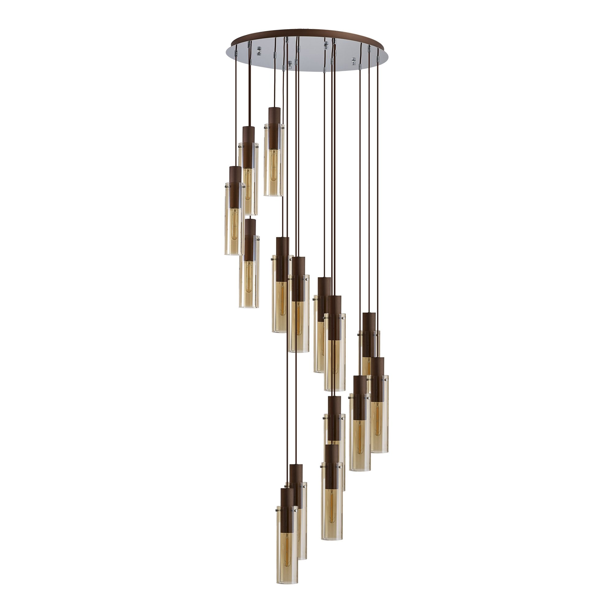 NL91689 Tokyo Slim 15 Light Round Pendant Mocha Polished Chrome