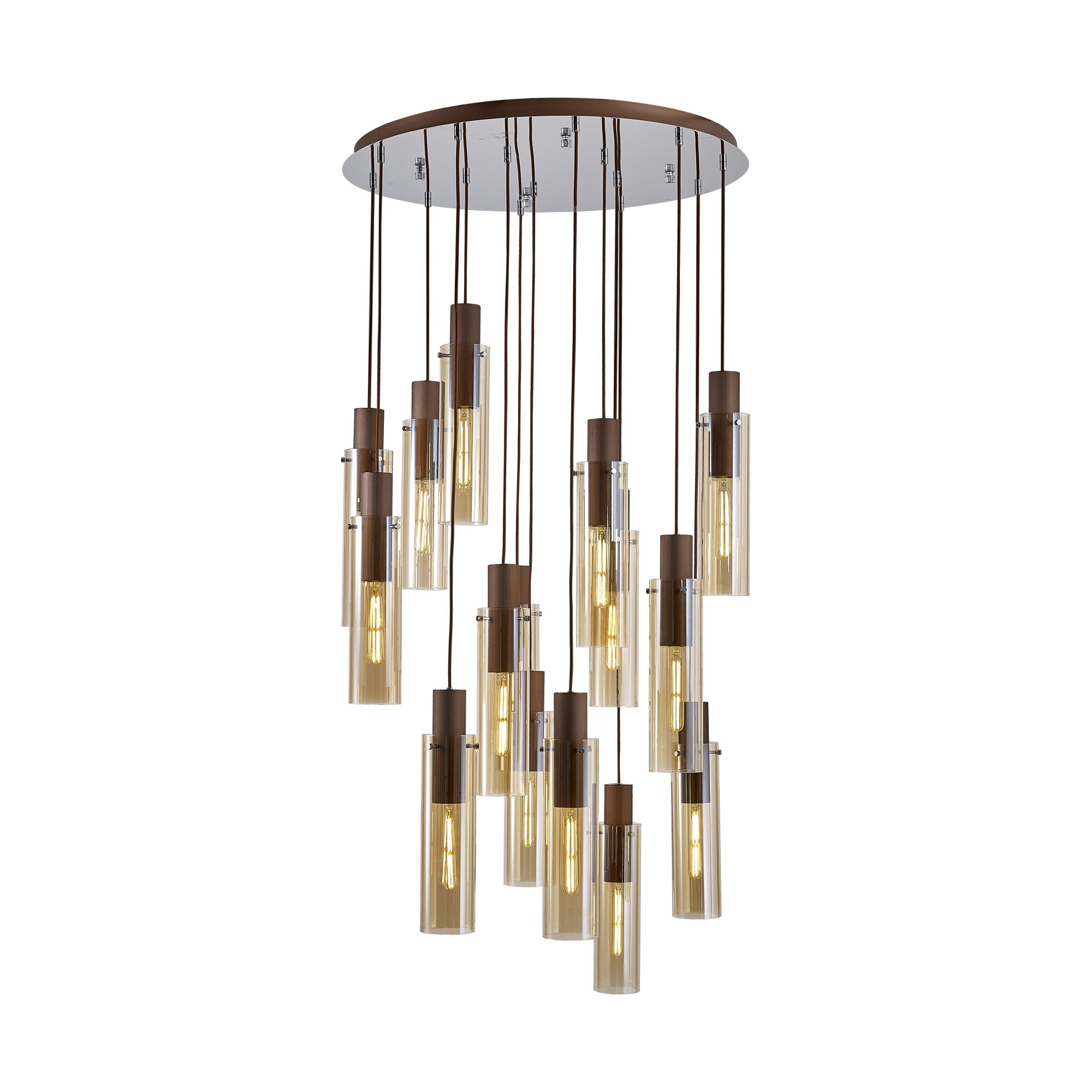 NL91689 Tokyo Slim 15 Light Round Pendant Mocha Polished Chrome
