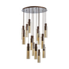 NL91689 Tokyo Slim 15 Light Round Pendant Mocha Polished Chrome