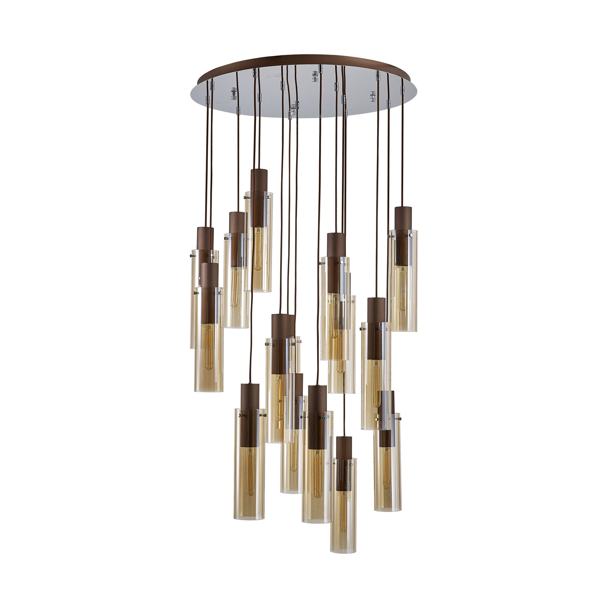 NL91689 Tokyo Slim 15 Light Round Pendant Mocha Polished Chrome