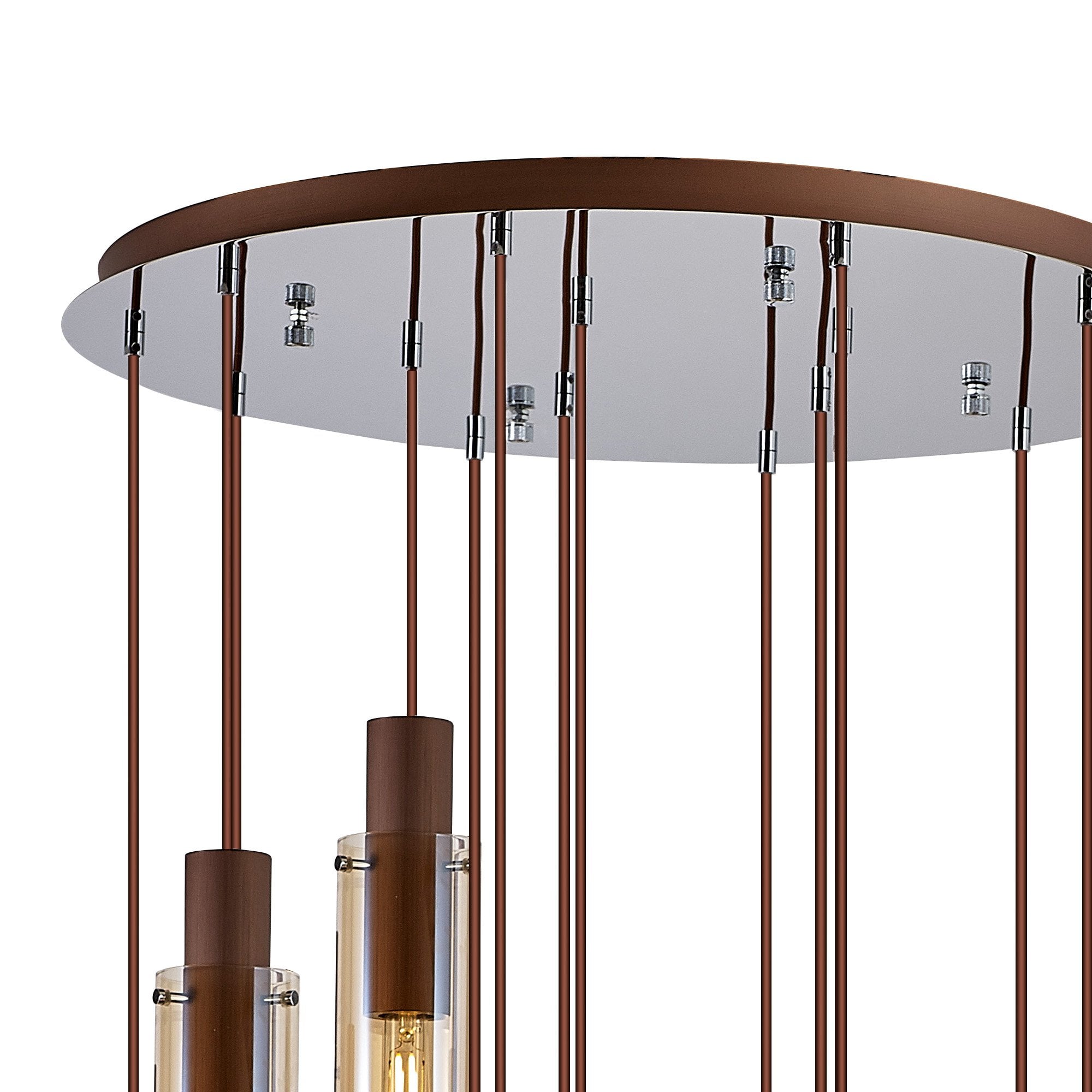 NL91689 Tokyo Slim 15 Light Round Pendant Mocha Polished Chrome