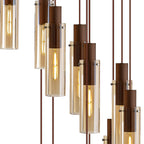 NL91689 Tokyo Slim 15 Light Round Pendant Mocha Polished Chrome