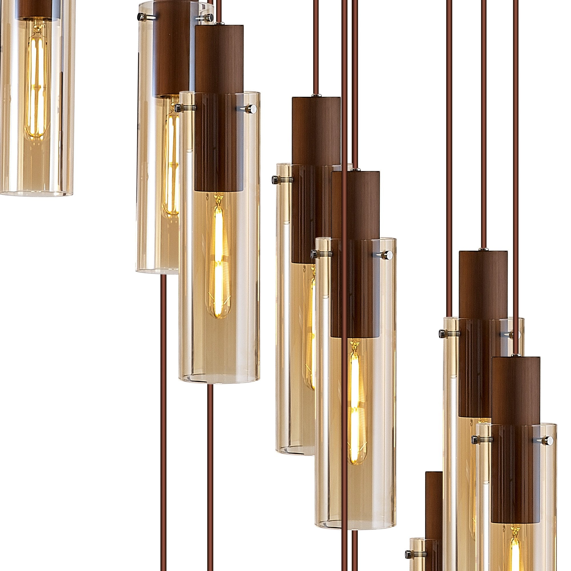 NL91689 Tokyo Slim 15 Light Round Pendant Mocha Polished Chrome