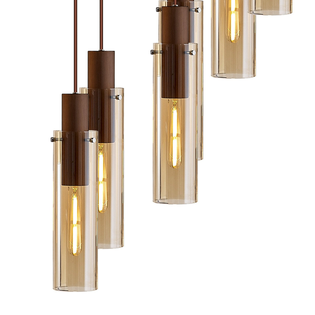 NL91689 Tokyo Slim 15 Light Round Pendant Mocha Polished Chrome