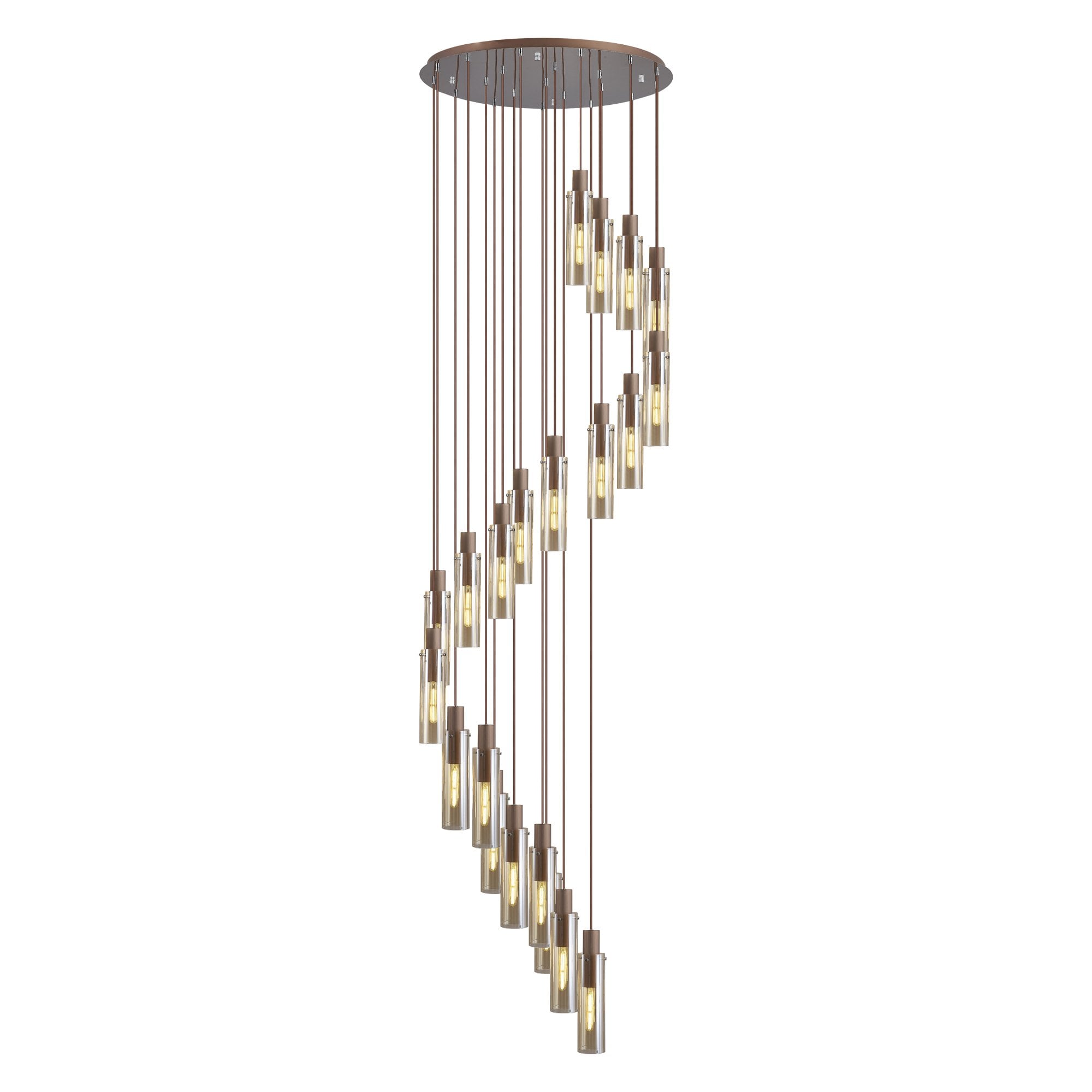 NL91699 Tokyo Slim 21 Light Round Pendant Mocha Polished Chrome