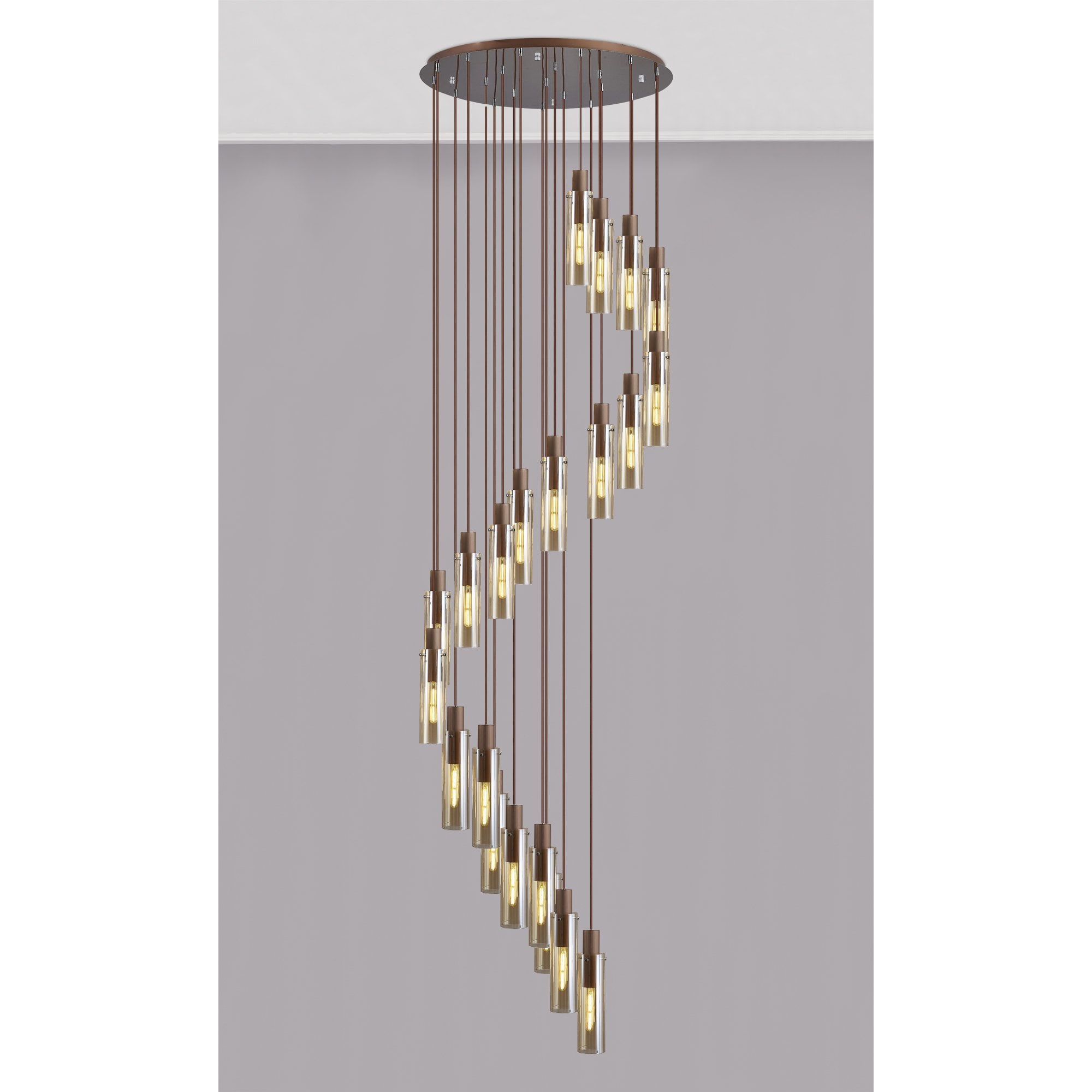 NL91699 Tokyo Slim 21 Light Round Pendant Mocha Polished Chrome