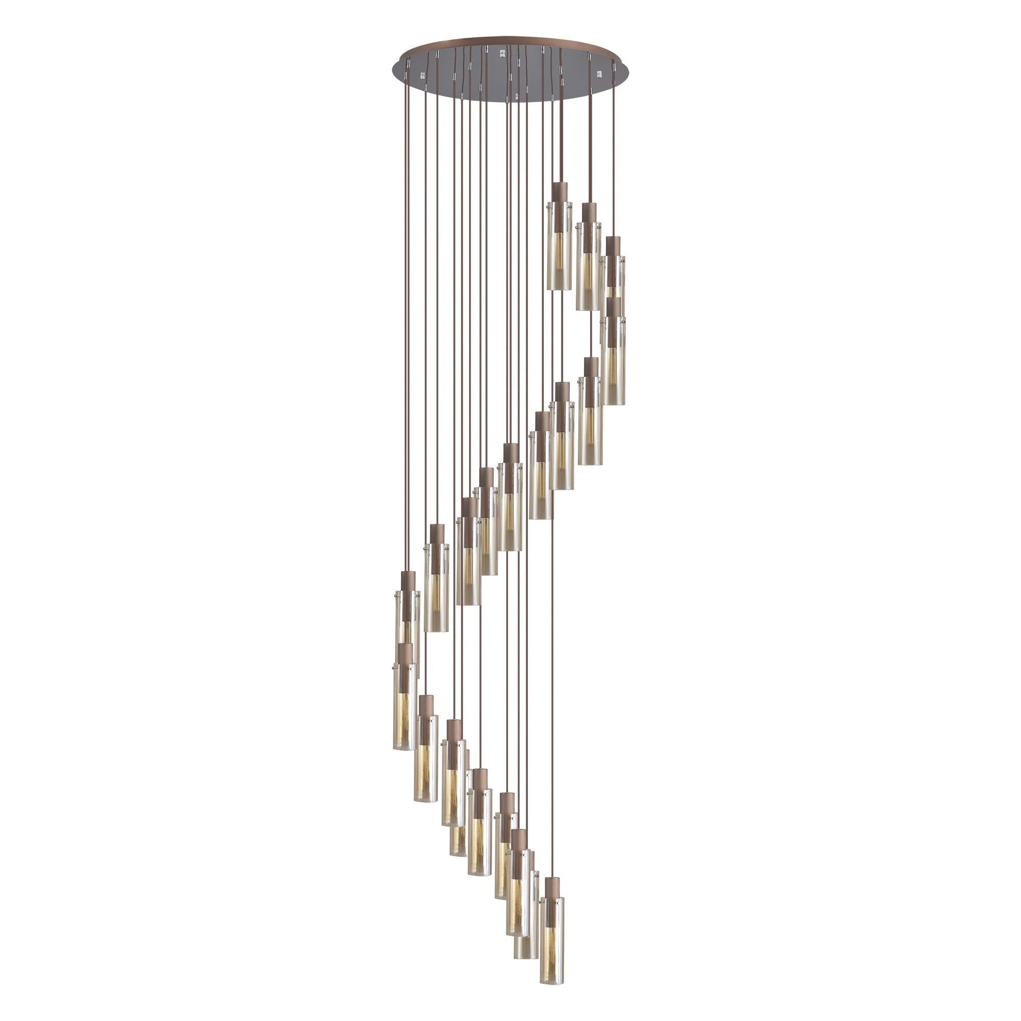 NL91699 Tokyo Slim 21 Light Round Pendant Mocha Polished Chrome