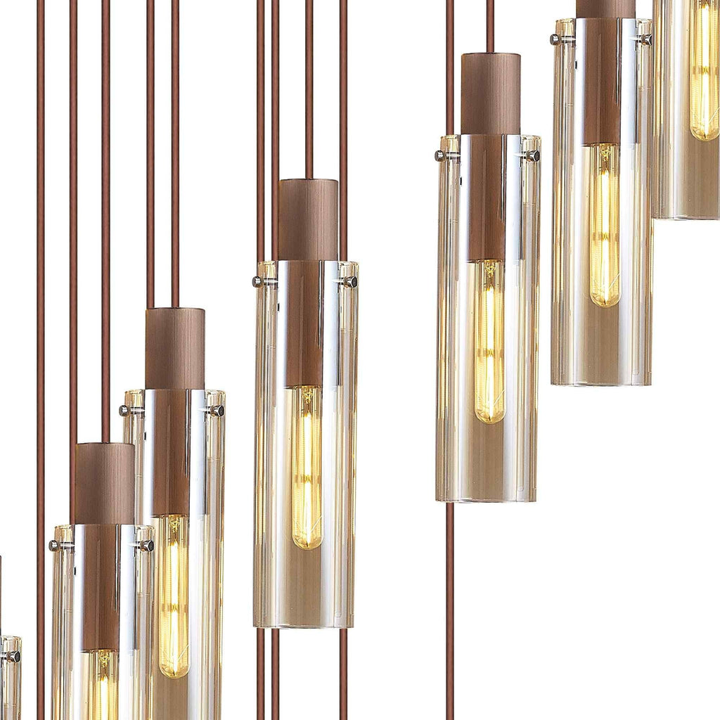 NL91699 Tokyo Slim 21 Light Round Pendant Mocha Polished Chrome