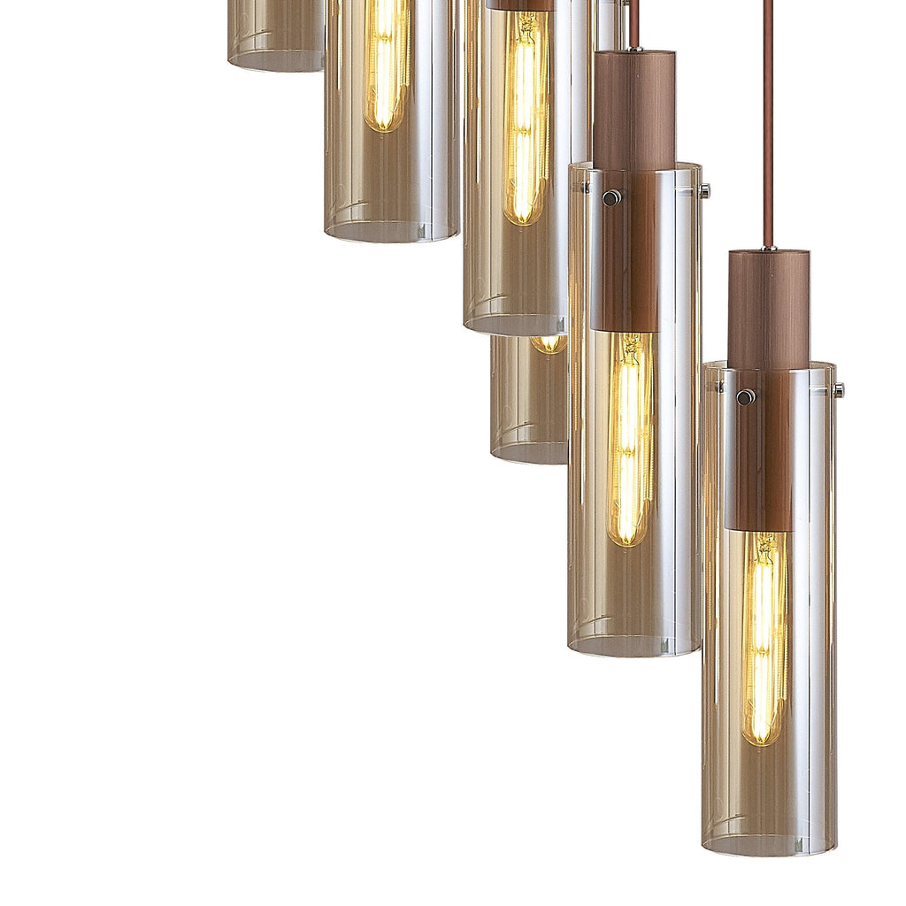 NL91699 Tokyo Slim 21 Light Round Pendant Mocha Polished Chrome