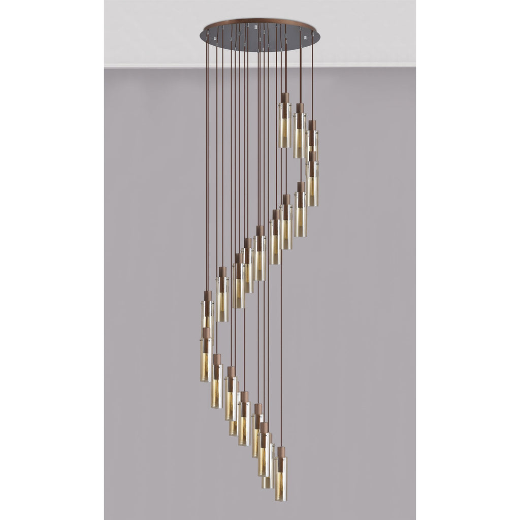 NL91699 Tokyo Slim 21 Light Round Pendant Mocha Polished Chrome