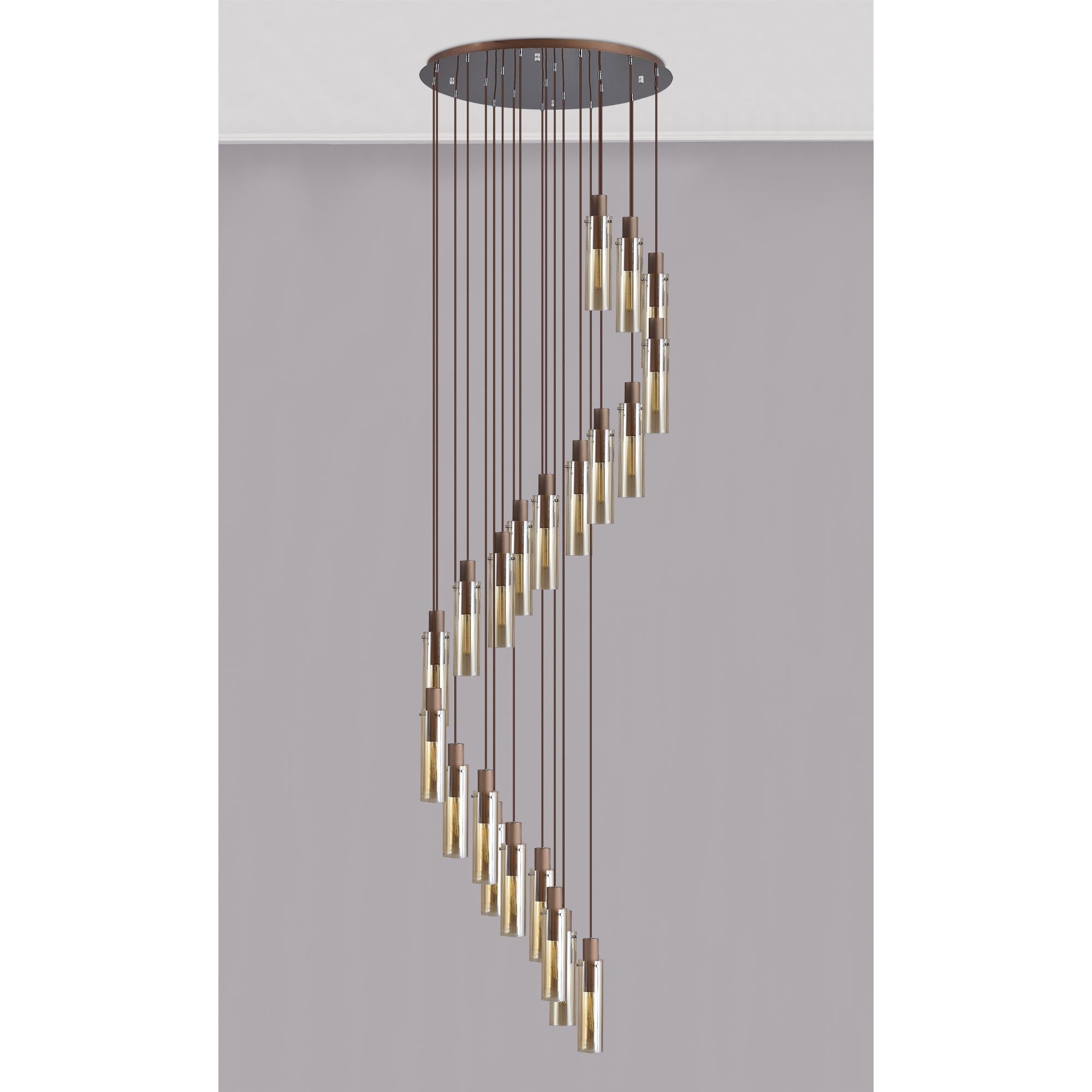 NL91699 Tokyo Slim 21 Light Round Pendant Mocha Polished Chrome