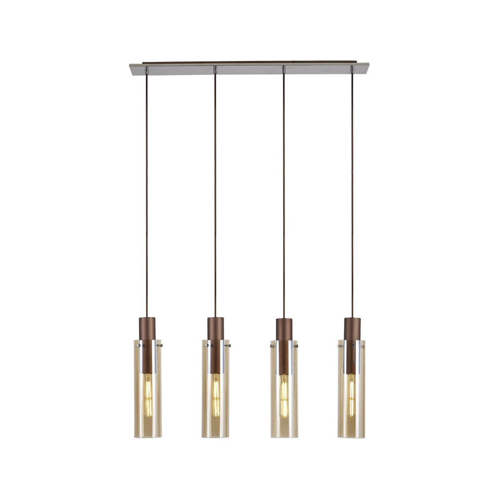 NL91709 Tokyo  Slim 4 Light Linear Pendant Mocha Polished Chrome