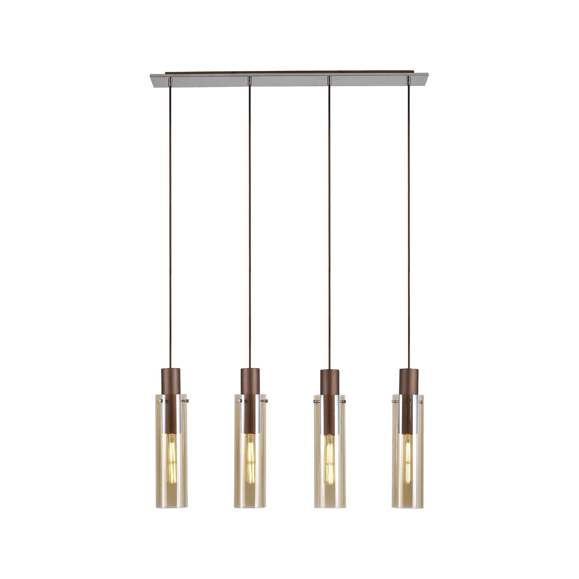NL91709 Tokyo  Slim 4 Light Linear Pendant Mocha Polished Chrome