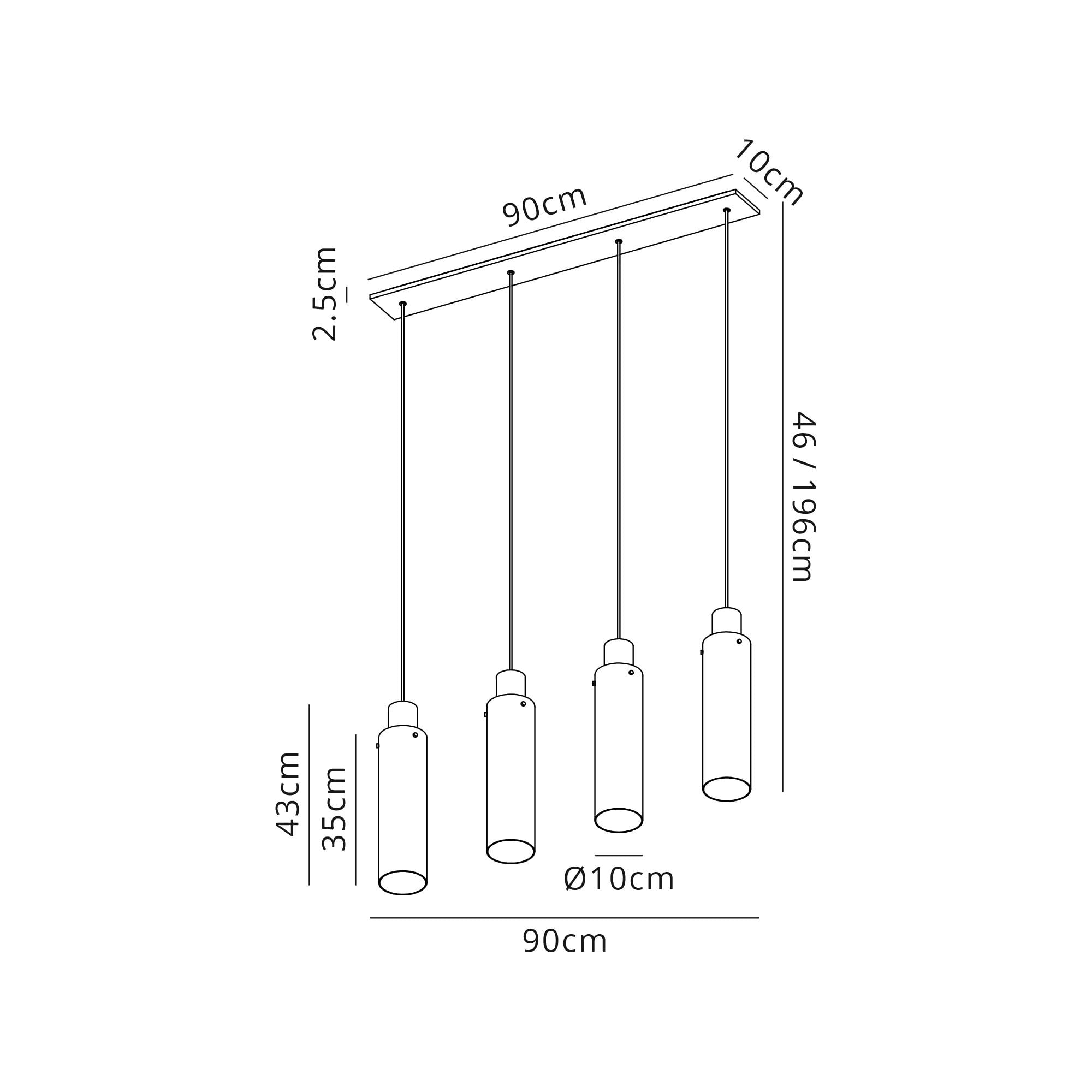 NL91709 Tokyo  Slim 4 Light Linear Pendant Mocha Polished Chrome