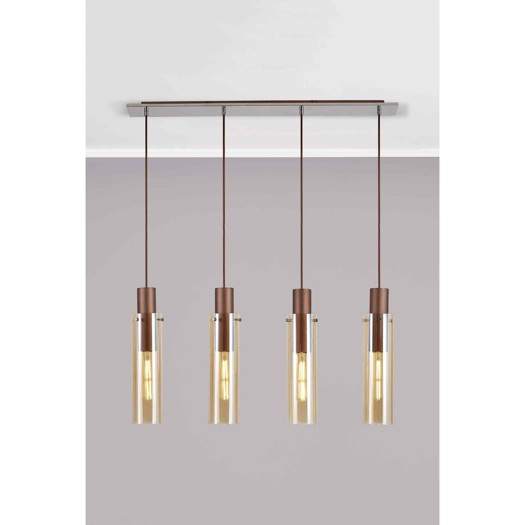 NL91709 Tokyo  Slim 4 Light Linear Pendant Mocha Polished Chrome