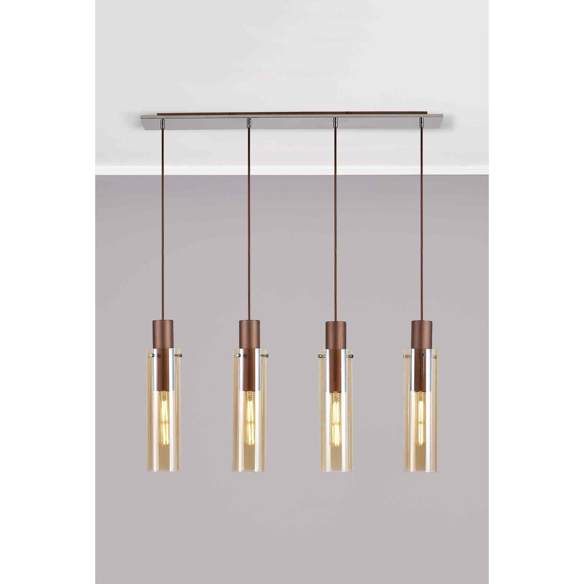 NL91709 Tokyo  Slim 4 Light Linear Pendant Mocha Polished Chrome