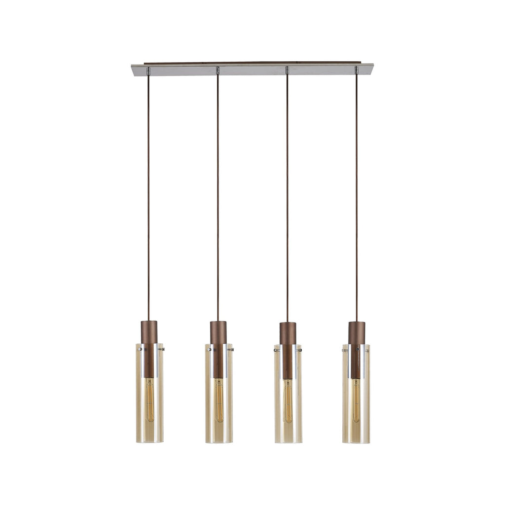 NL91709 Tokyo  Slim 4 Light Linear Pendant Mocha Polished Chrome