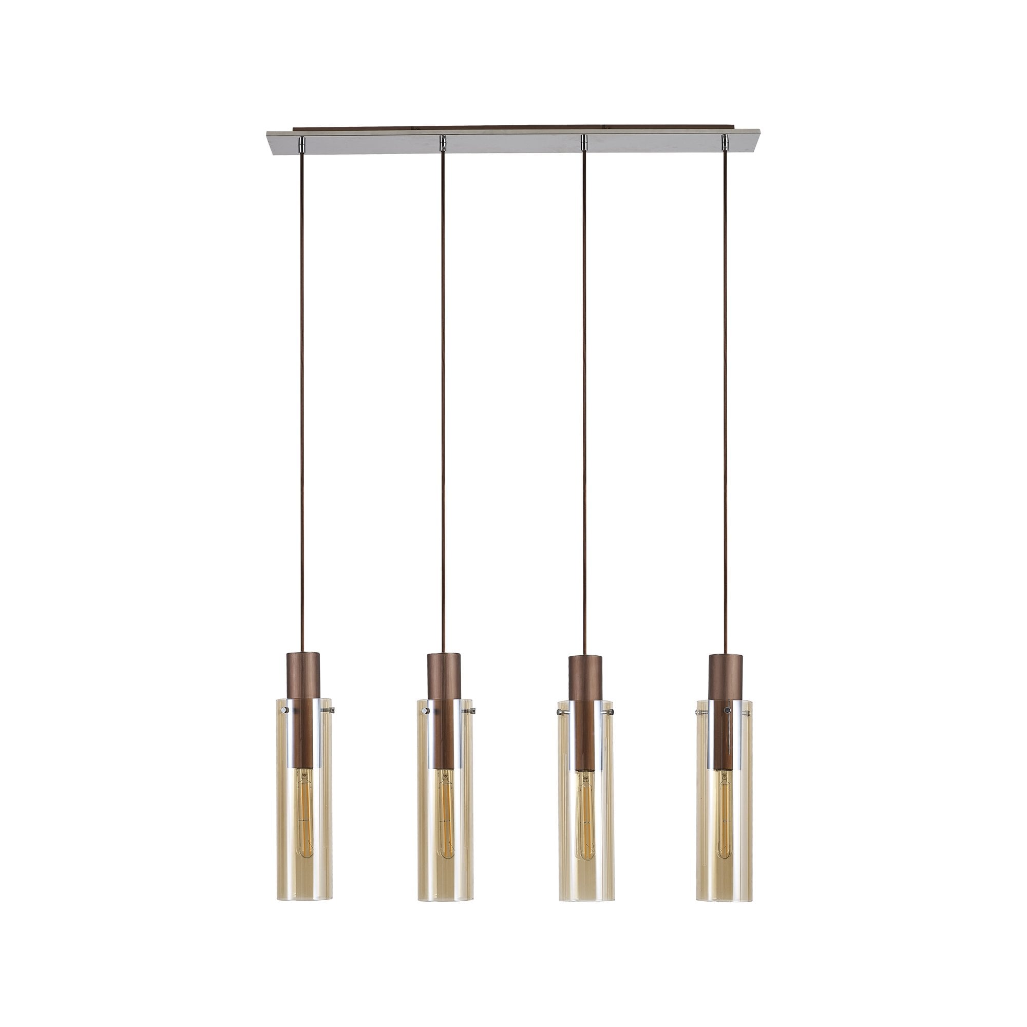 NL91709 Tokyo  Slim 4 Light Linear Pendant Mocha Polished Chrome