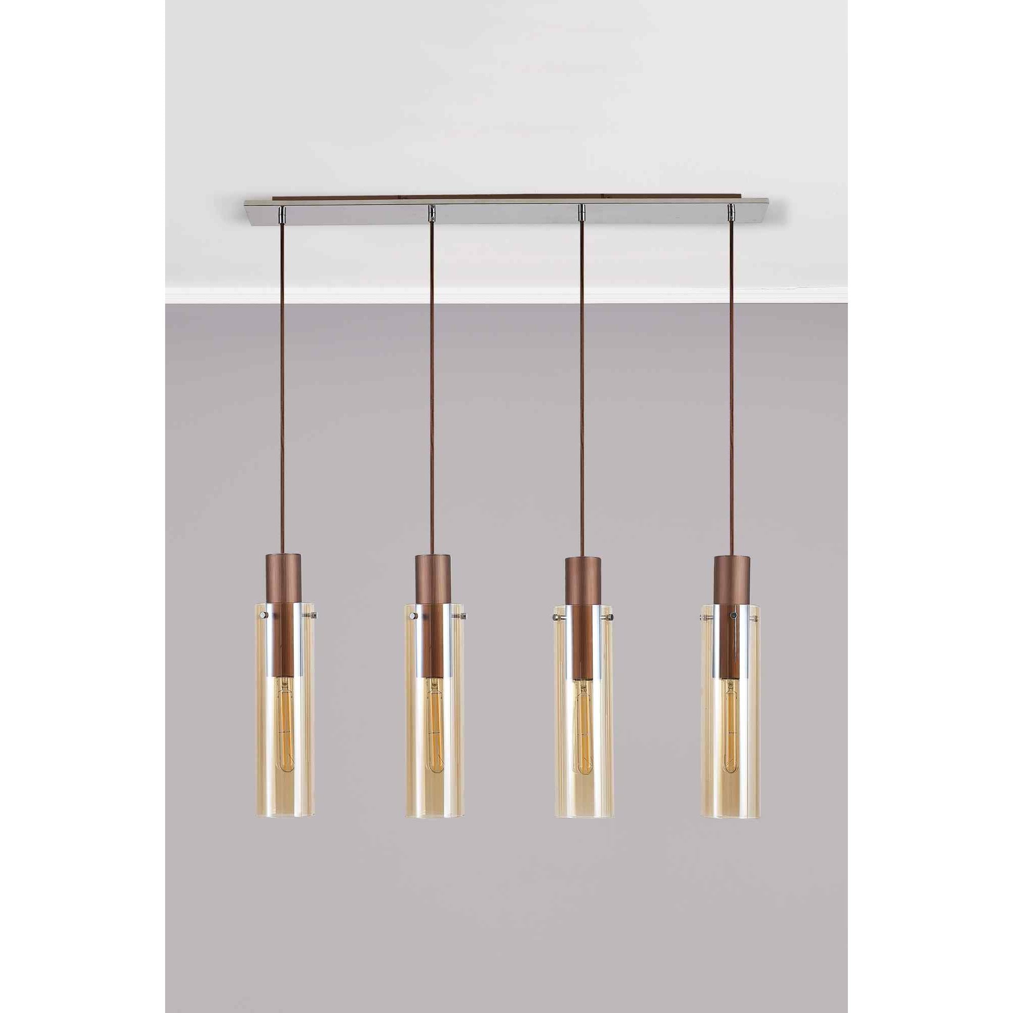 NL91709 Tokyo  Slim 4 Light Linear Pendant Mocha Polished Chrome