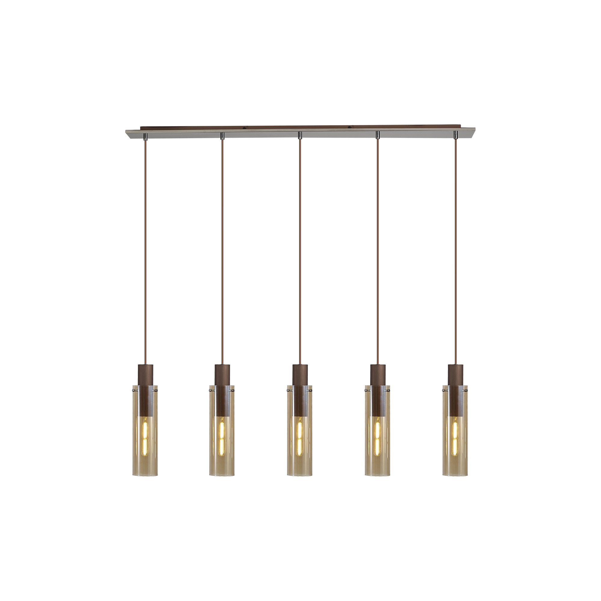 NL91719 Tokyo  Slim 5 Light Linear Pendant Mocha Polished Chrome