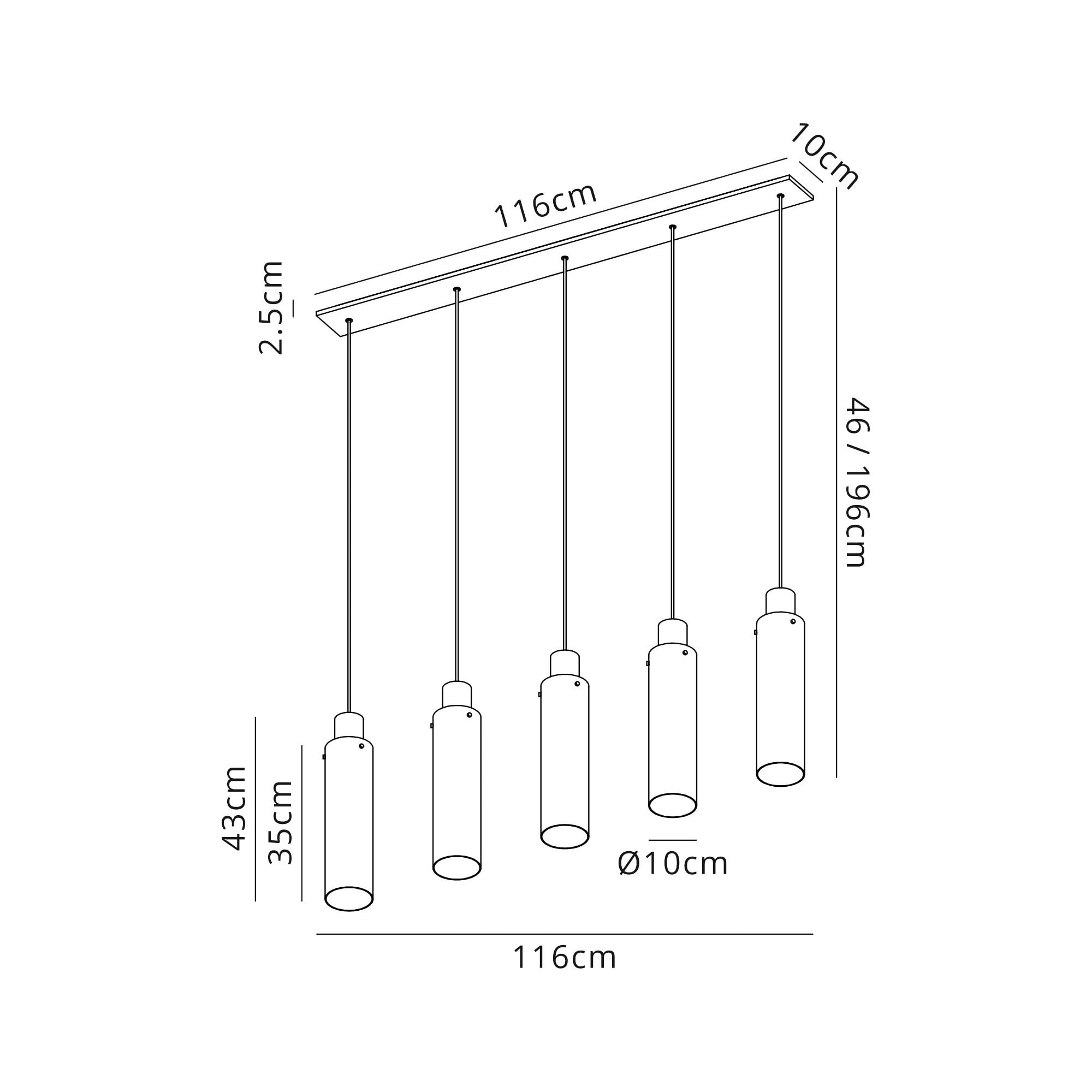 NL91719 Tokyo  Slim 5 Light Linear Pendant Mocha Polished Chrome