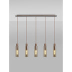 NL91719 Tokyo  Slim 5 Light Linear Pendant Mocha Polished Chrome