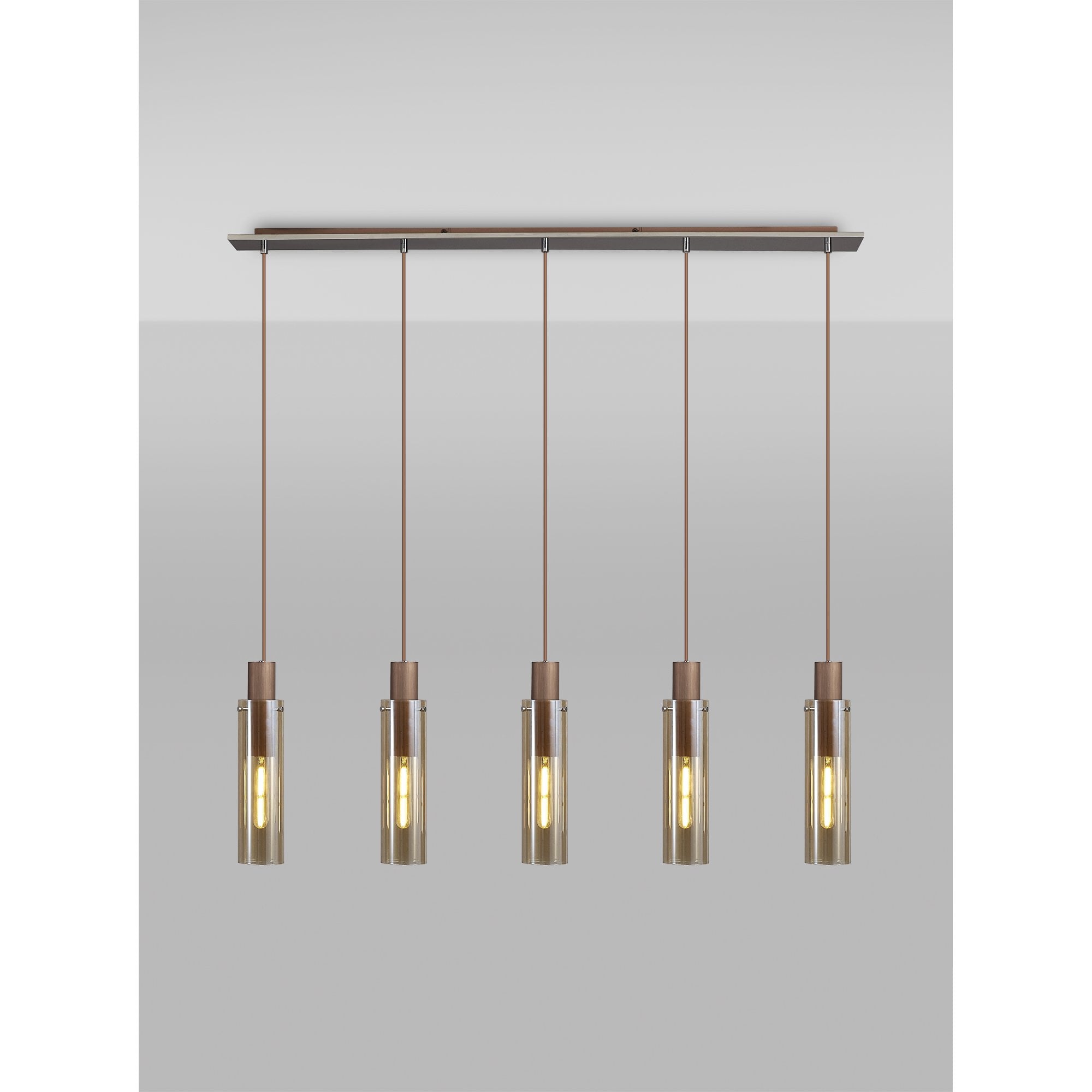 NL91719 Tokyo  Slim 5 Light Linear Pendant Mocha Polished Chrome
