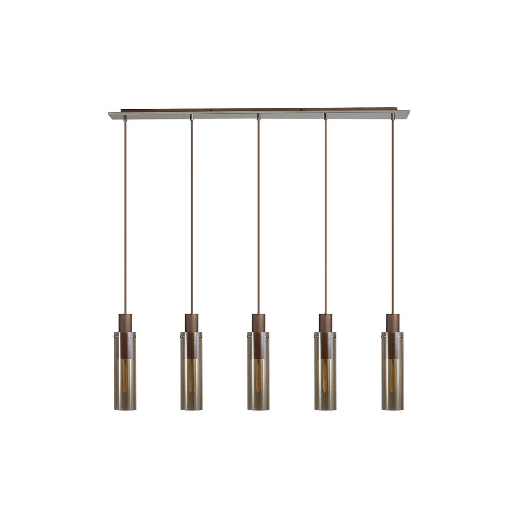 NL91719 Tokyo  Slim 5 Light Linear Pendant Mocha Polished Chrome