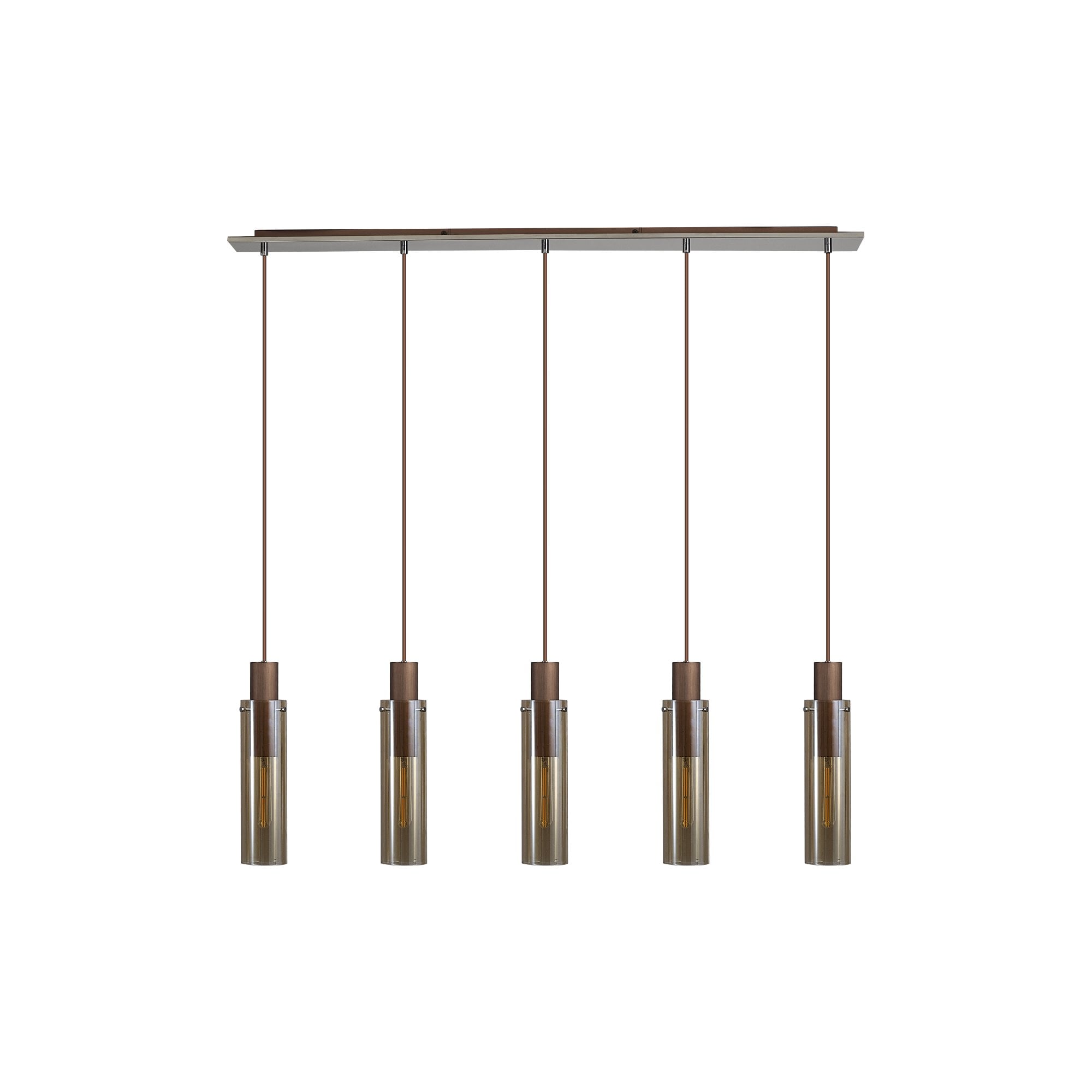 NL91719 Tokyo  Slim 5 Light Linear Pendant Mocha Polished Chrome