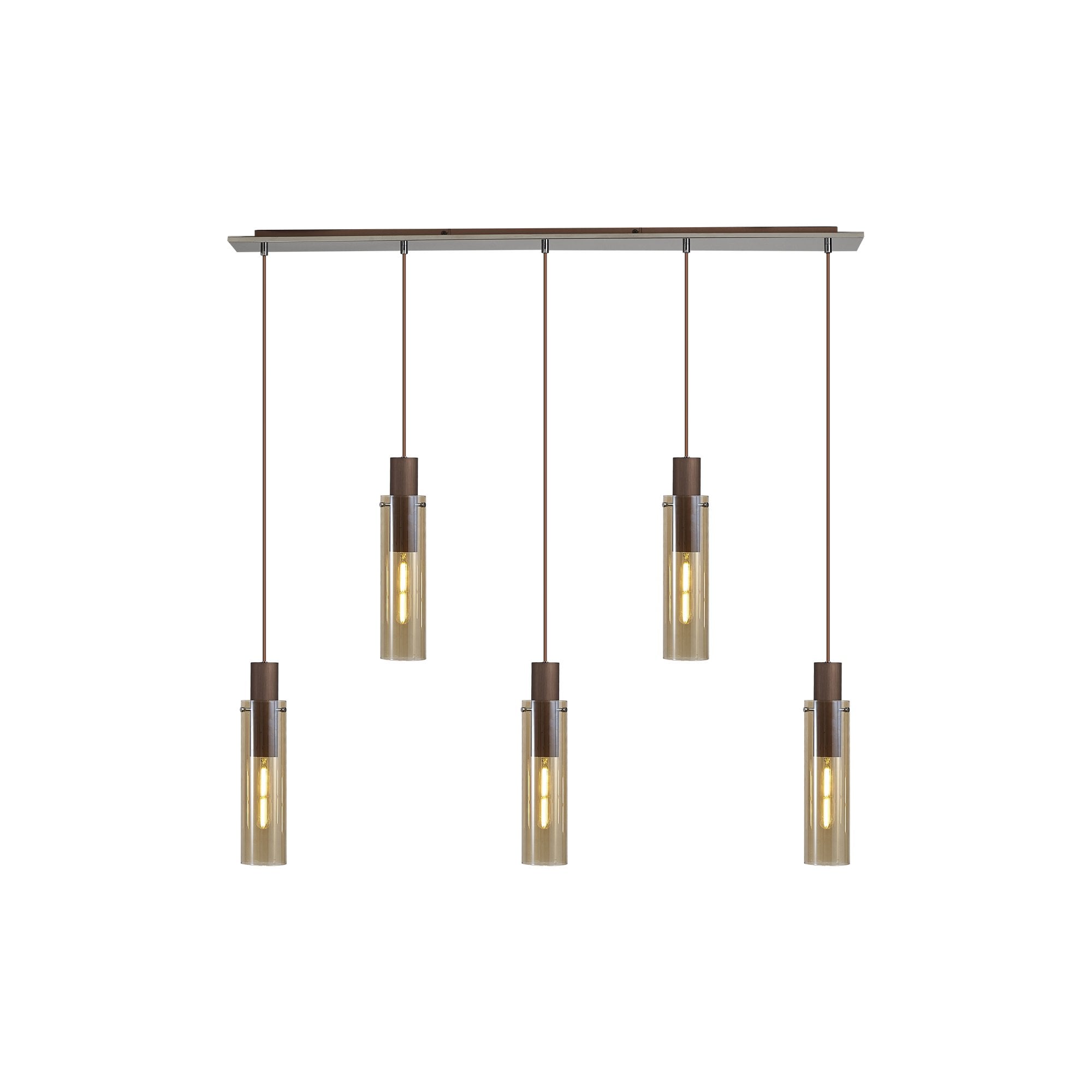 NL91719 Tokyo  Slim 5 Light Linear Pendant Mocha Polished Chrome