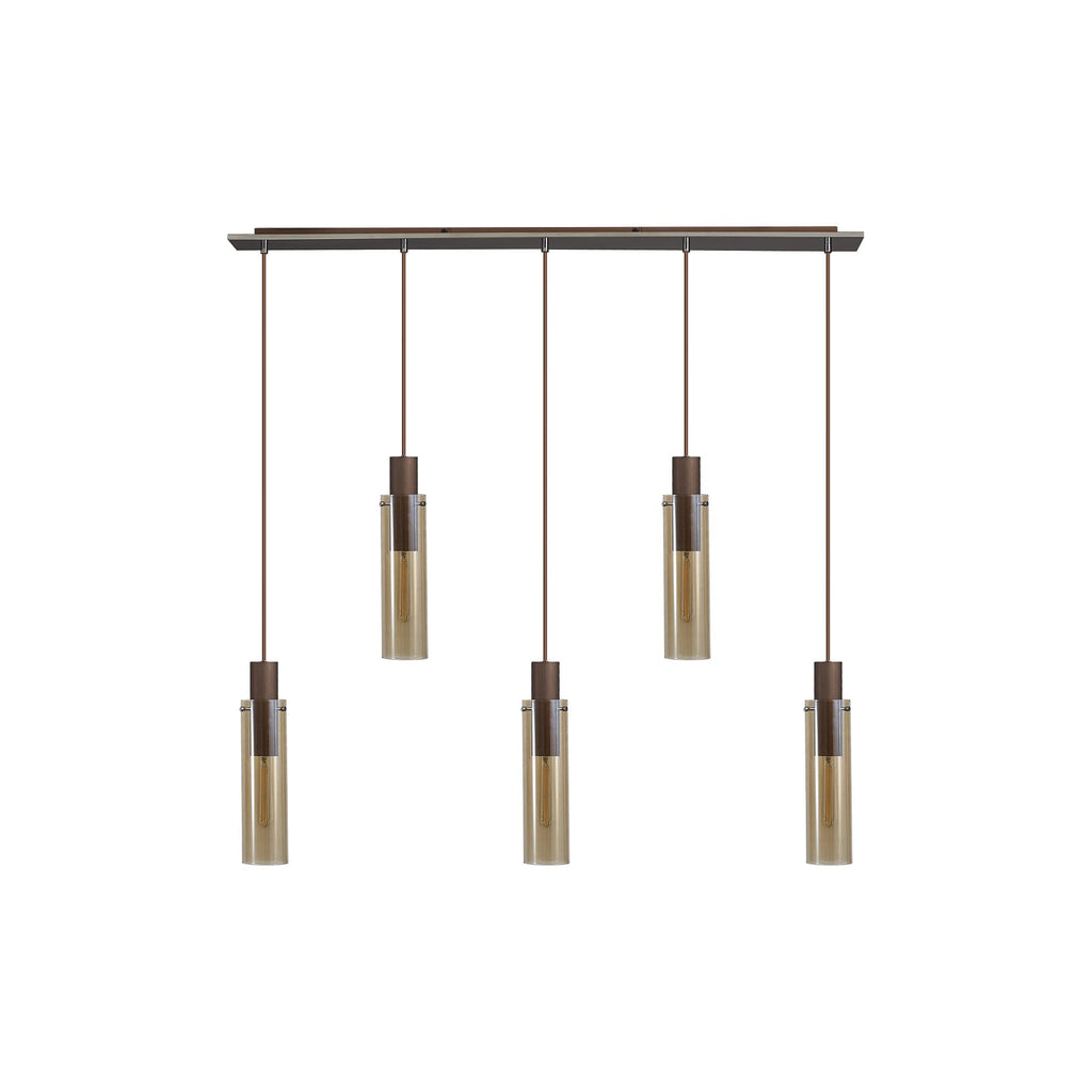 NL91719 Tokyo  Slim 5 Light Linear Pendant Mocha Polished Chrome