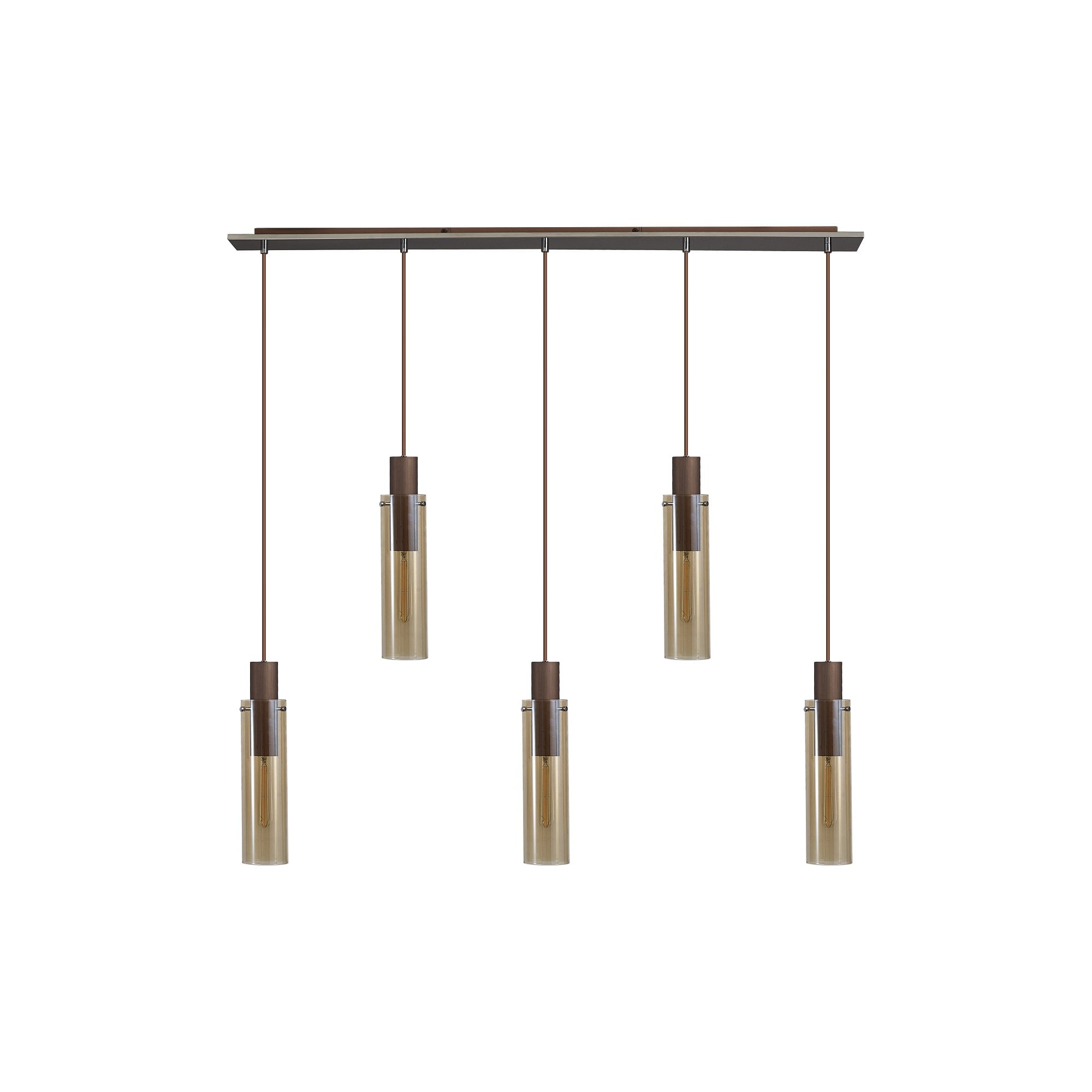 NL91719 Tokyo  Slim 5 Light Linear Pendant Mocha Polished Chrome