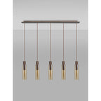 NL91719 Tokyo  Slim 5 Light Linear Pendant Mocha Polished Chrome