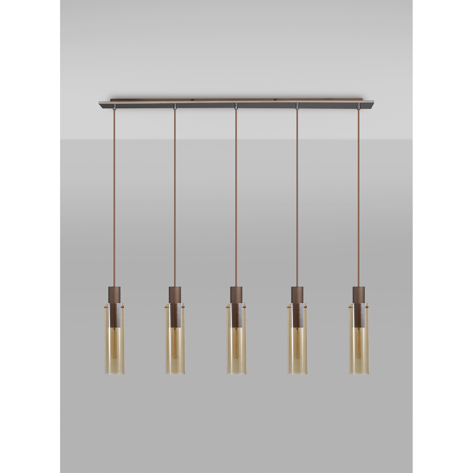 NL91719 Tokyo  Slim 5 Light Linear Pendant Mocha Polished Chrome