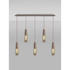 NL91719 Tokyo  Slim 5 Light Linear Pendant Mocha Polished Chrome