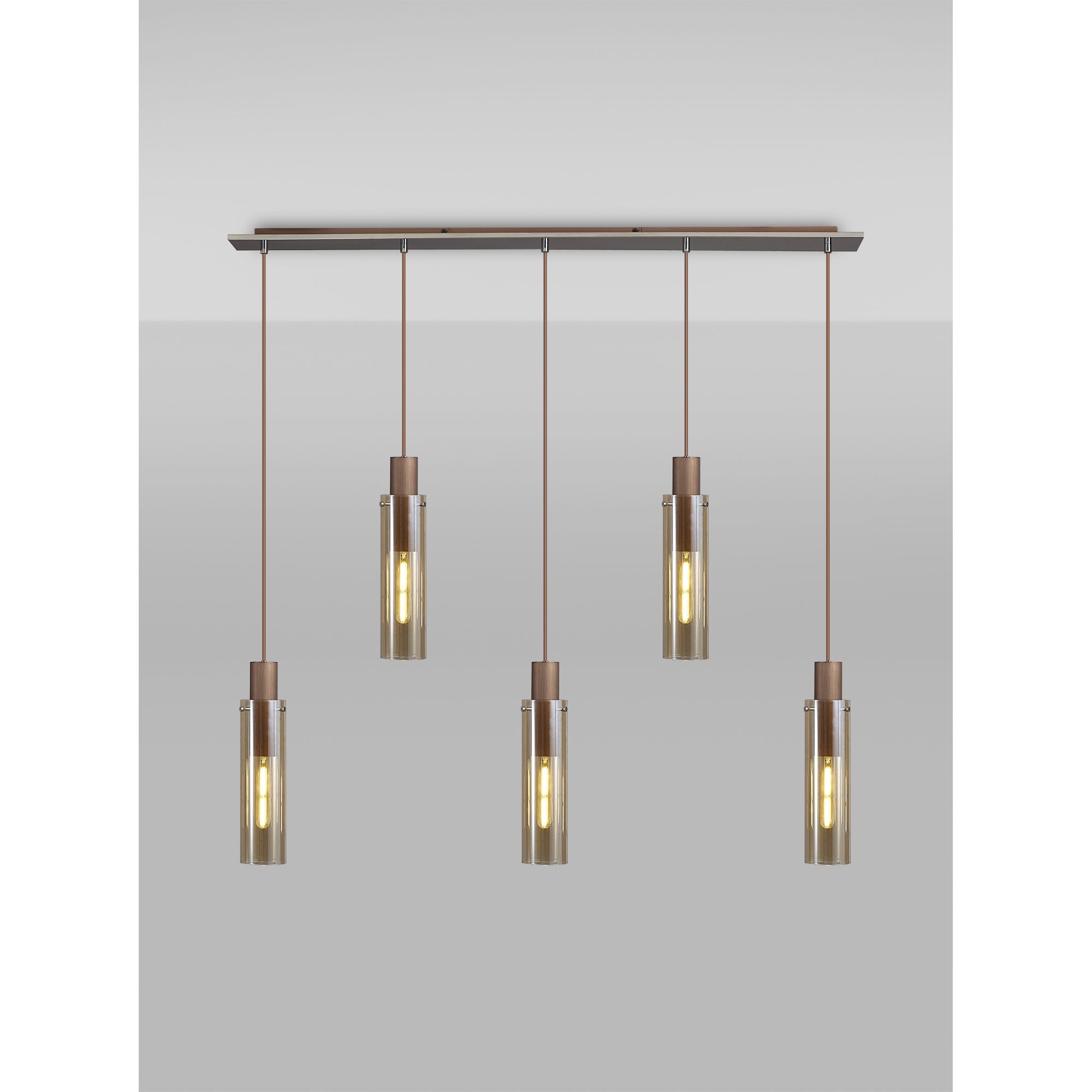 NL91719 Tokyo  Slim 5 Light Linear Pendant Mocha Polished Chrome
