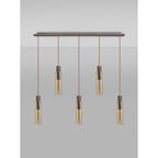 NL91719 Tokyo  Slim 5 Light Linear Pendant Mocha Polished Chrome