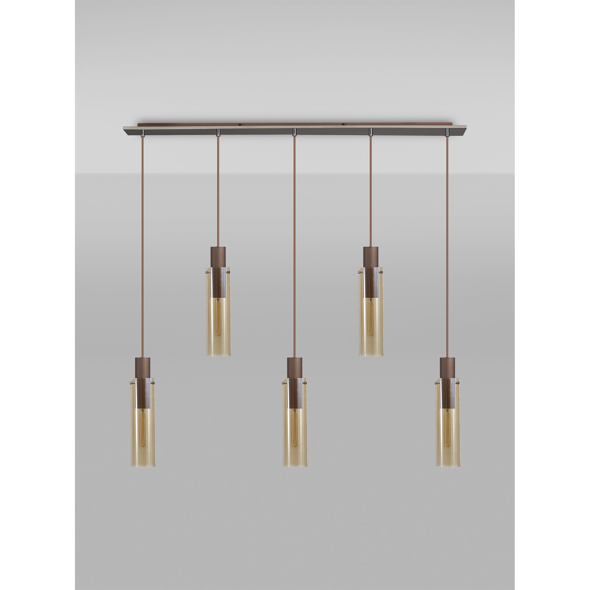 NL91719 Tokyo  Slim 5 Light Linear Pendant Mocha Polished Chrome