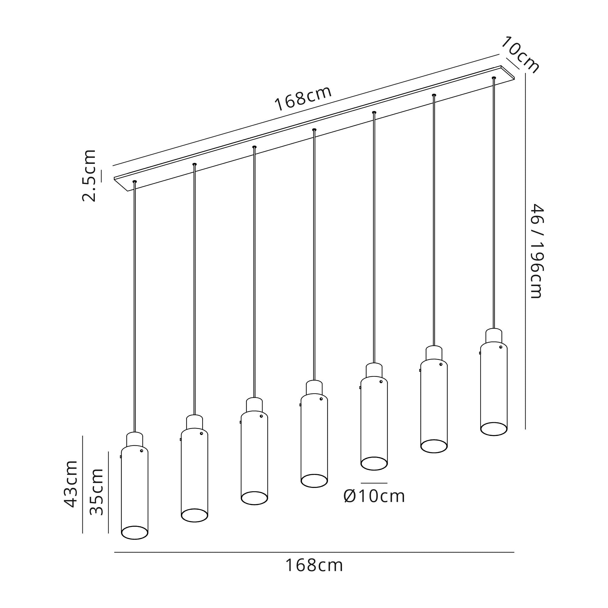 NL91729 Tokyo Slim 7 Light Linear Pendant Mocha Polished Chrome