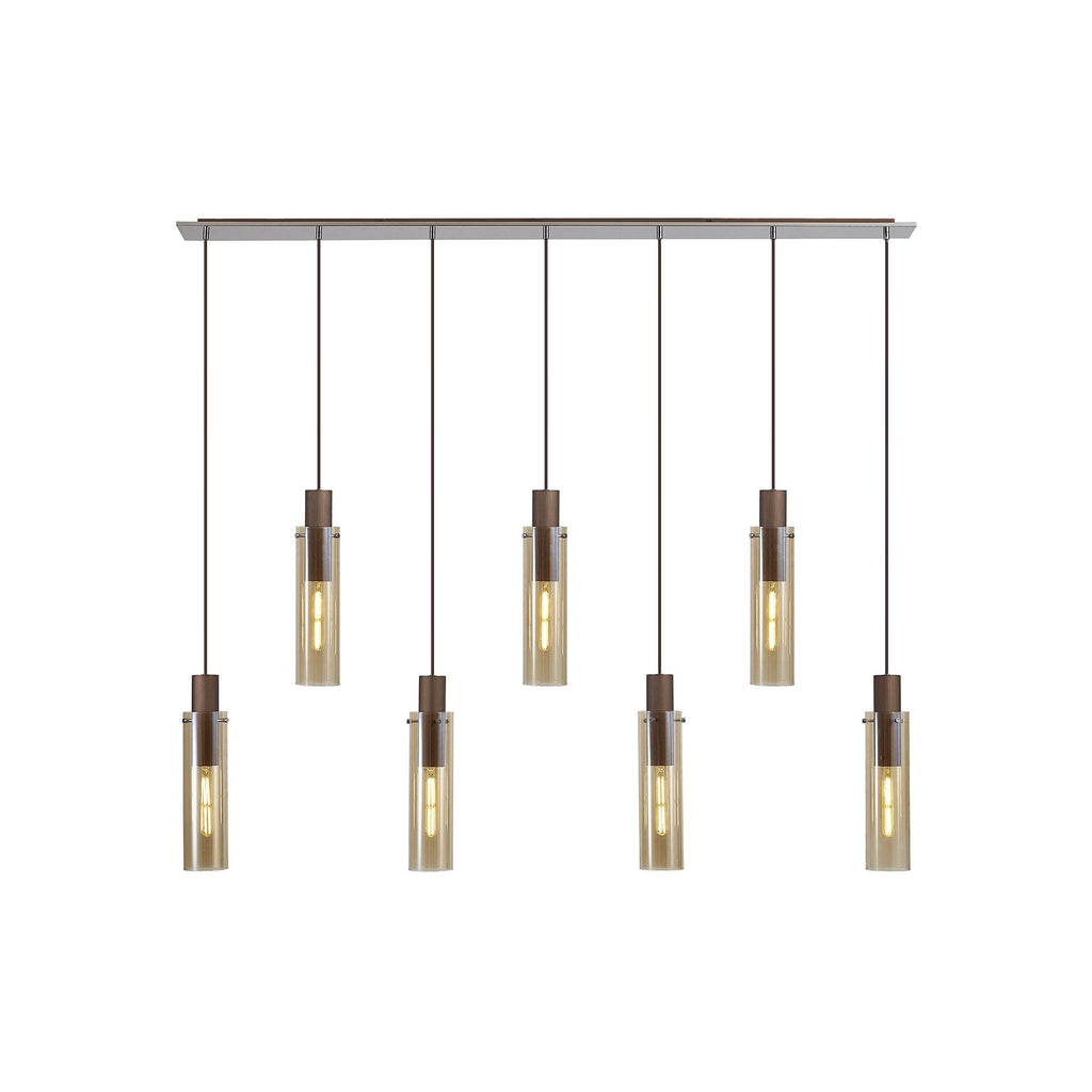 NL91729 Tokyo Slim 7 Light Linear Pendant Mocha Polished Chrome