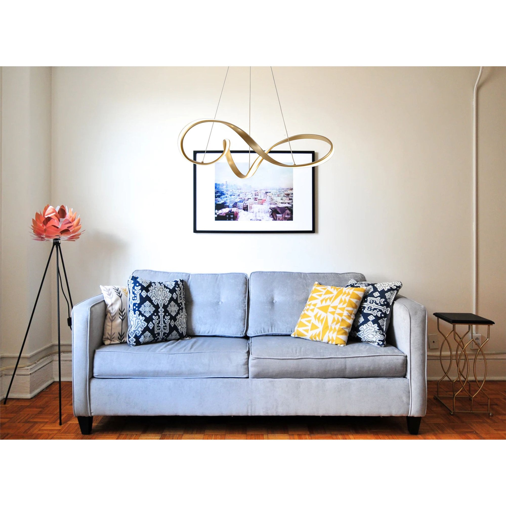 NL7076/DIM9 Brandon 1 LED Small Pendant Sand Gold Opal