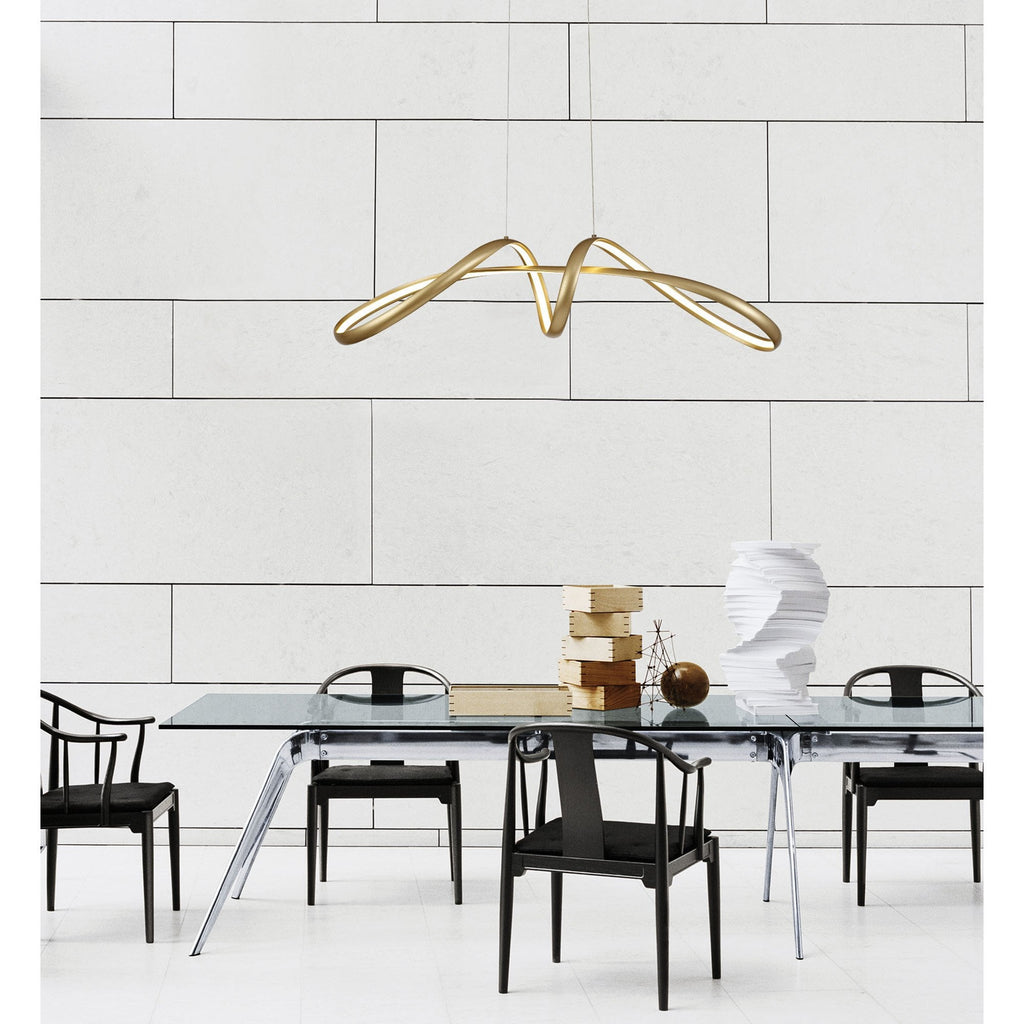 NL7077/DIM9 Brandon 1 LED Medium Pendant Sand Gold Opal