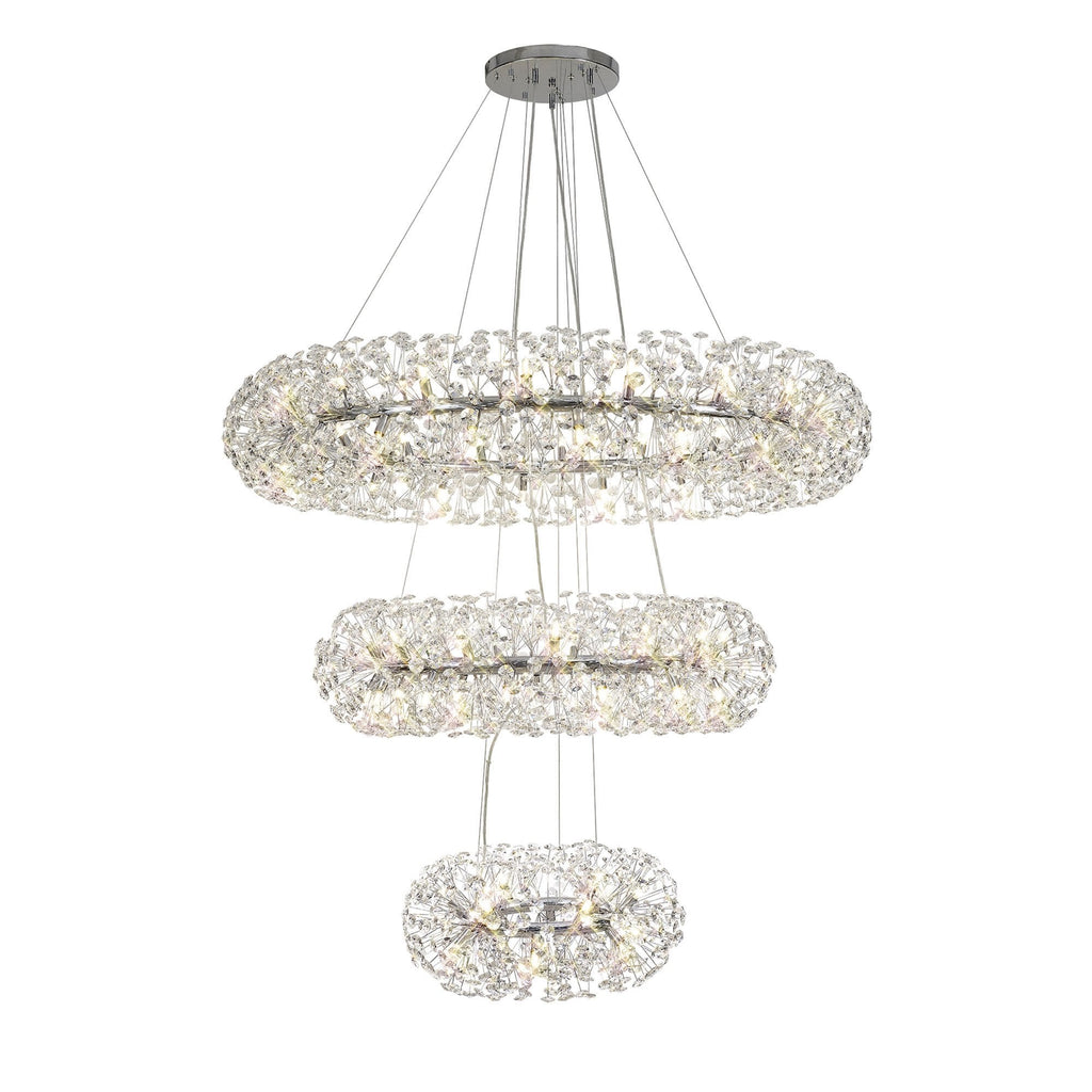 NL82039 Paris 74 Light 3 Tier Pendant Polished Chrome Crystal