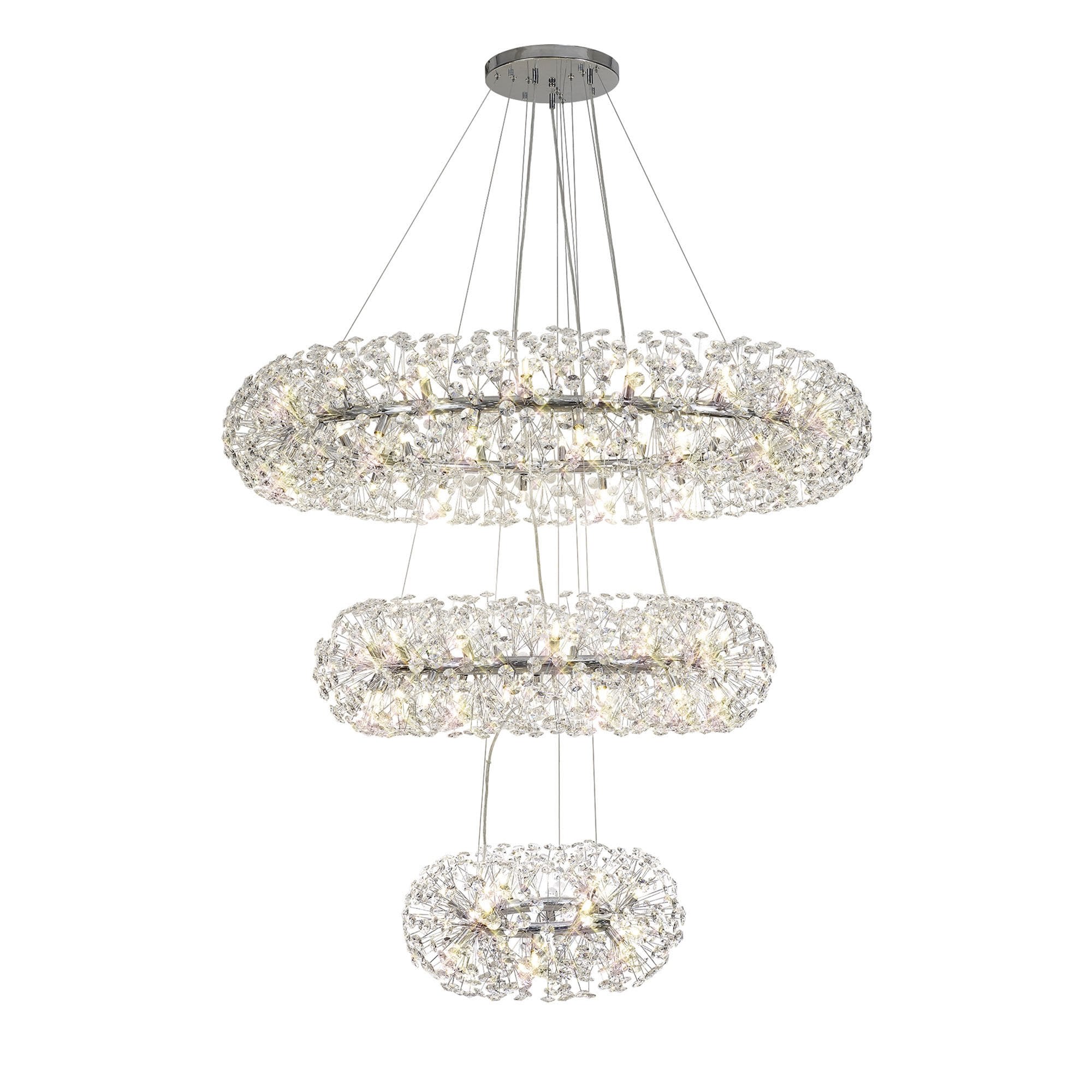NL82039 Paris 74 Light 3 Tier Pendant Polished Chrome Crystal