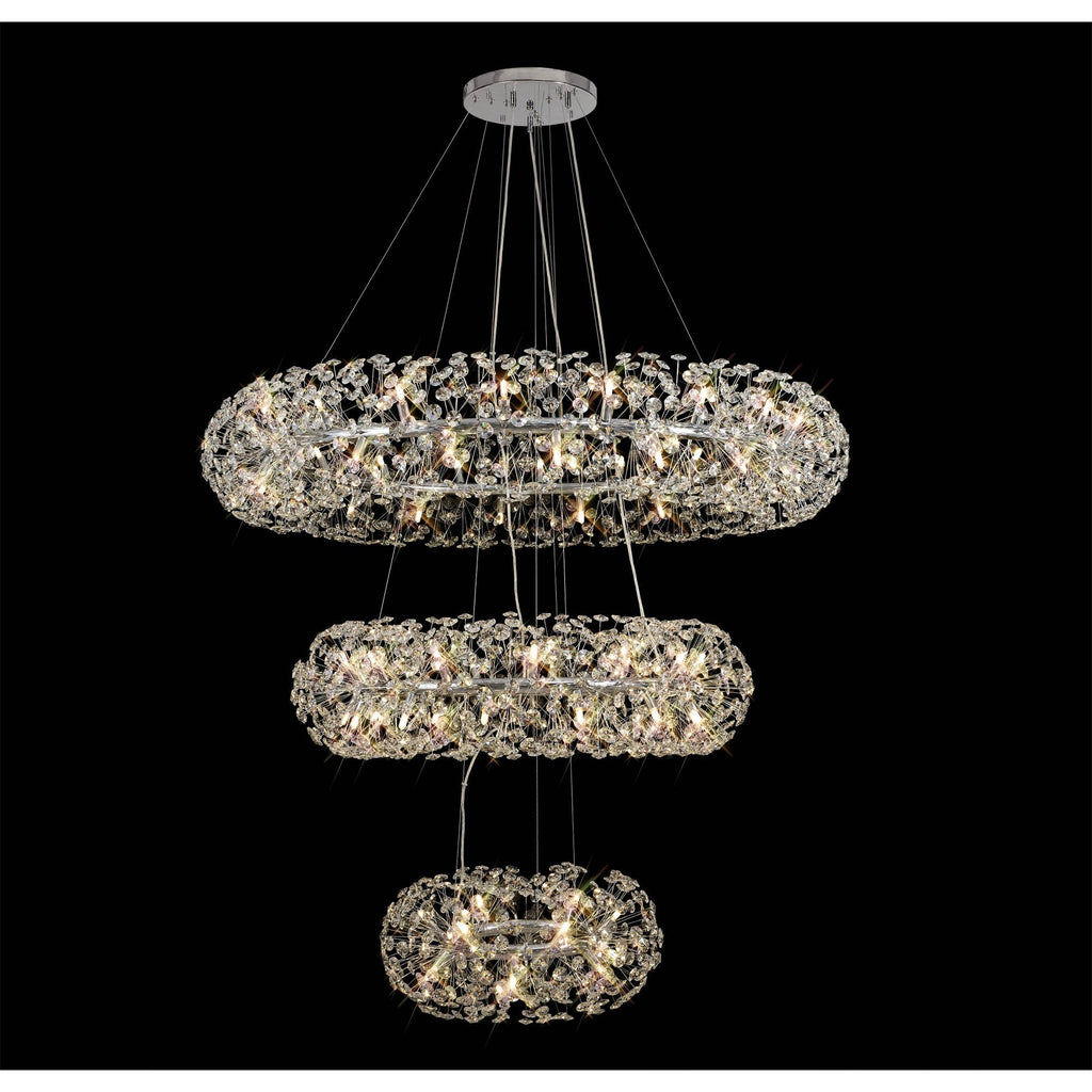 NL82039 Paris 74 Light 3 Tier Pendant Polished Chrome Crystal